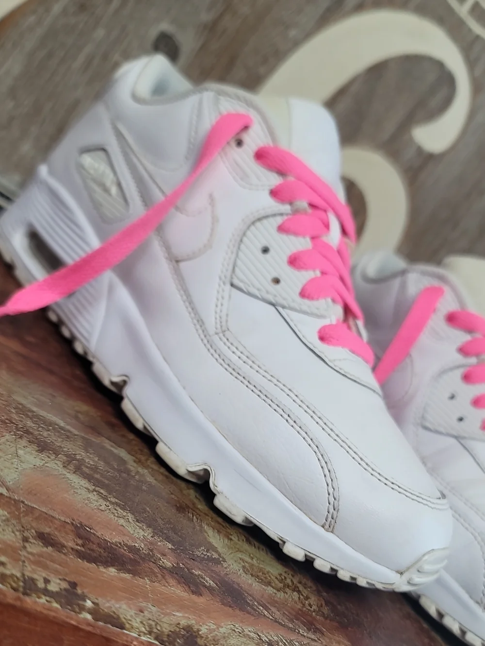 Nike Air Max 90 LTR 'Triple White/Pink' Wmns 7.5 Good Condition, Fast Shipping